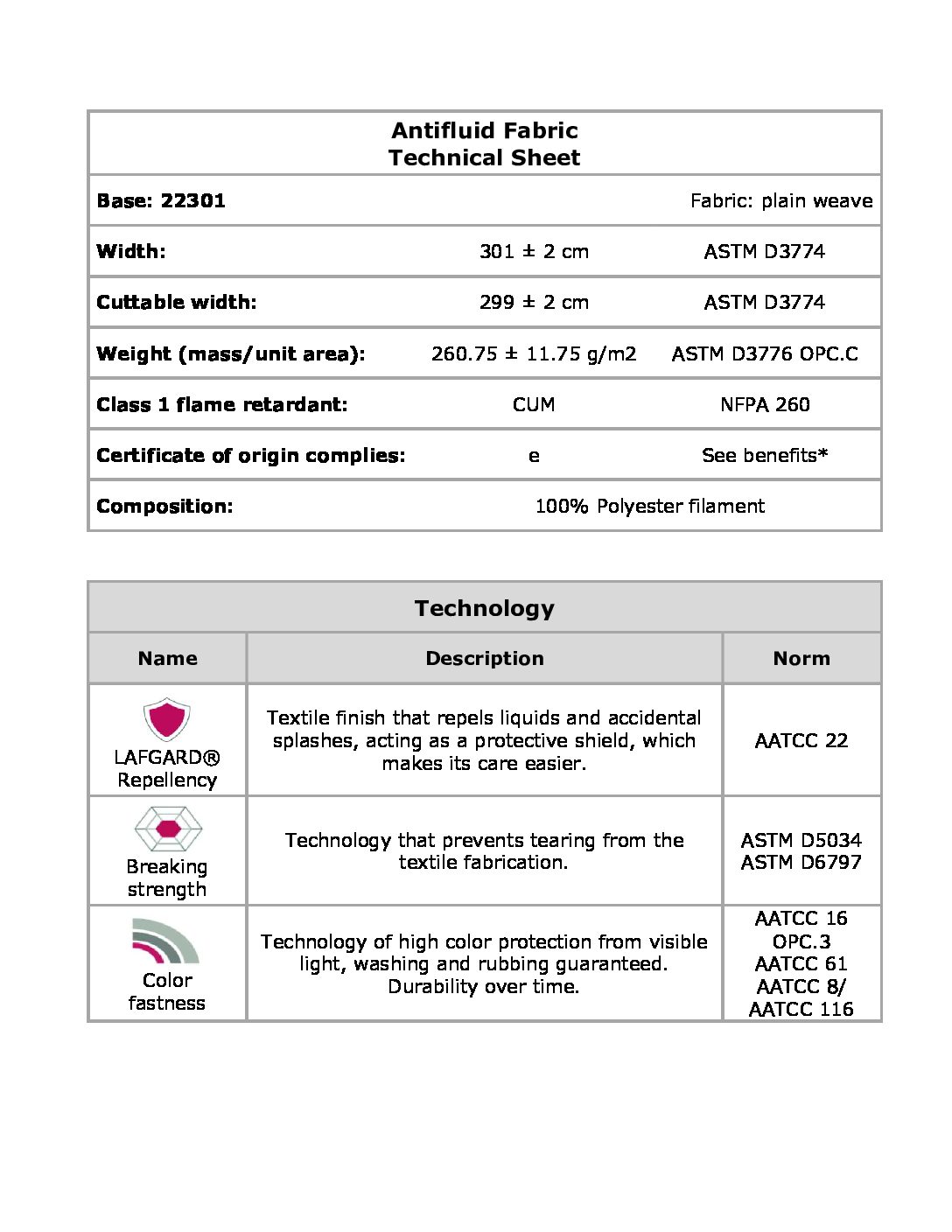 Tech Sheet